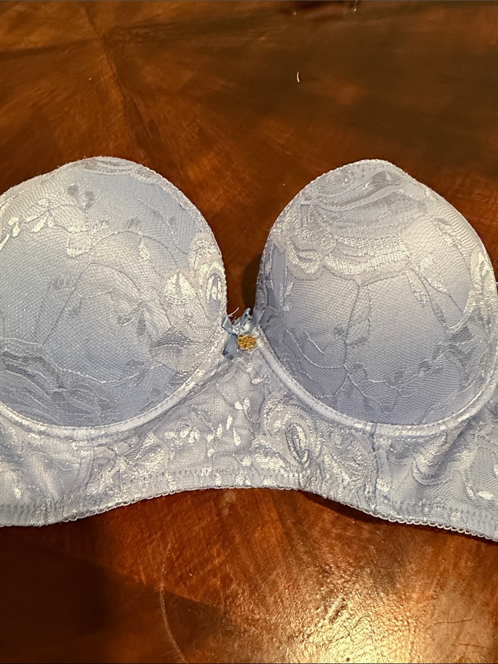 Daisy Fuentes Powder Blue Lace Strapless Push-Up Bra